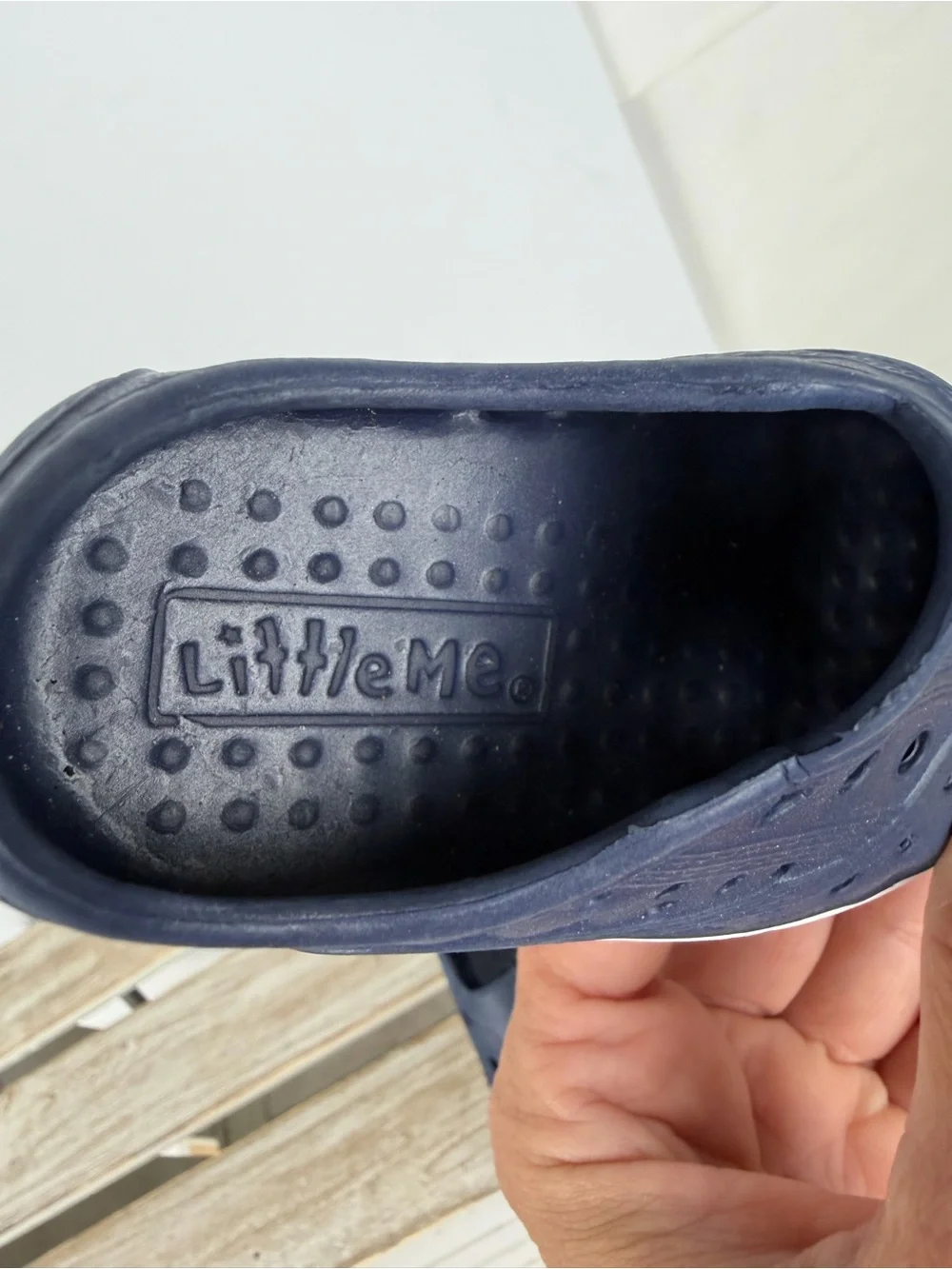 Little Me unisex navy blue & white slip on water shoes size 4